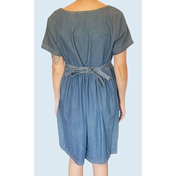 Vintage Cottage / Granny Core Blue Short Sleeve 80s 90s Dress Size M - Picture 3 of 7